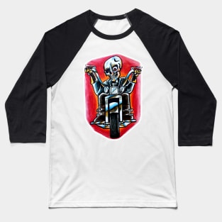 Biker Skeleton Baseball T-Shirt